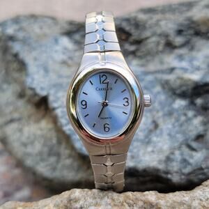 Vintage Watches Carriage by Timex Ladies Watch Silver Dial Quartz Bracelet